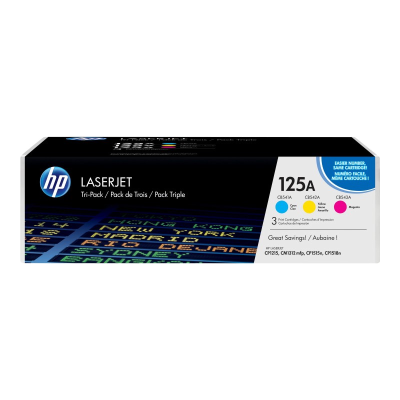 HP 125A - Pack de 3 - cyan, magenta, jaune - original - toner