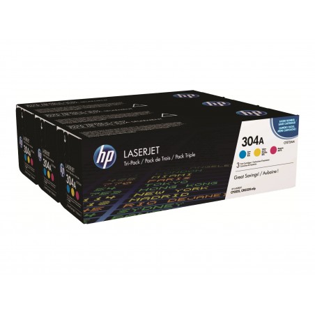 HP 304A - Pack de 3 - cyan, magenta, jaune - original - toner