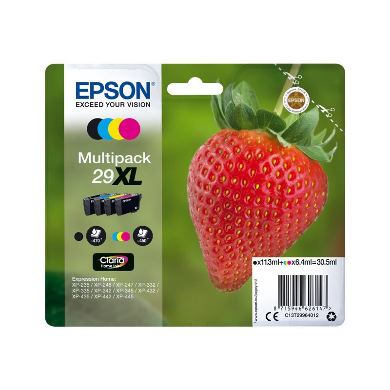 Epson T29XL Fraise - Pack de 4 - à rendement élevé - noire, cyan, magenta, jaune - original - cartouche d'encre