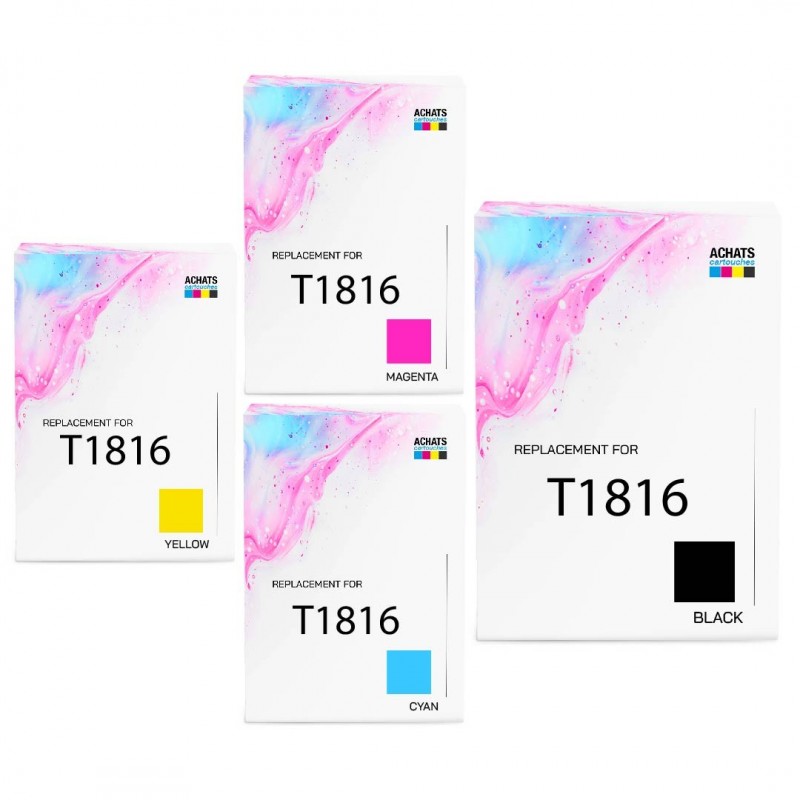 Cartouche d'encre équivalent à Epson Multipack T1816 Pack de 4 Noir, Jaune, Cyan, Magenta