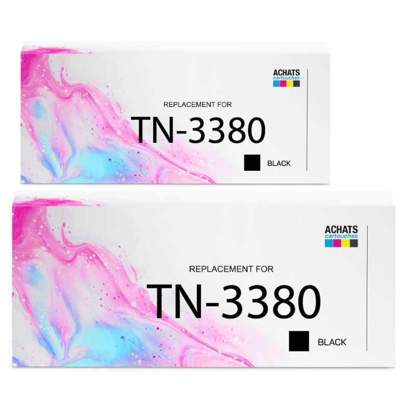 Toner équivalent à Brother TN-3380 2PK Pack de 2 Haute capacité Noir