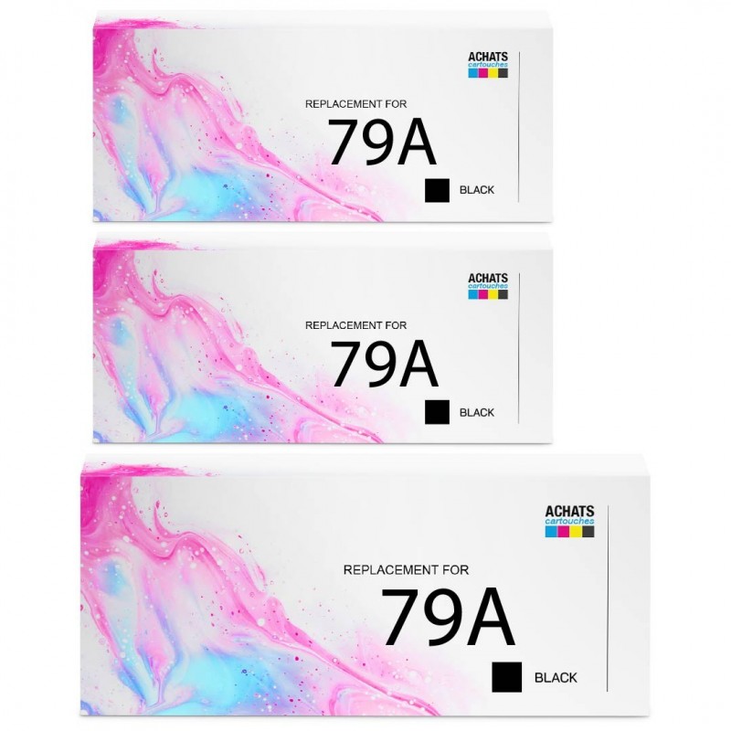 Toner équivalent à HP 79A Pack de 3 Noir