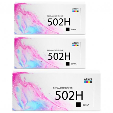 Toner équivalent à Lexmark 502H Pack de 3 Noir