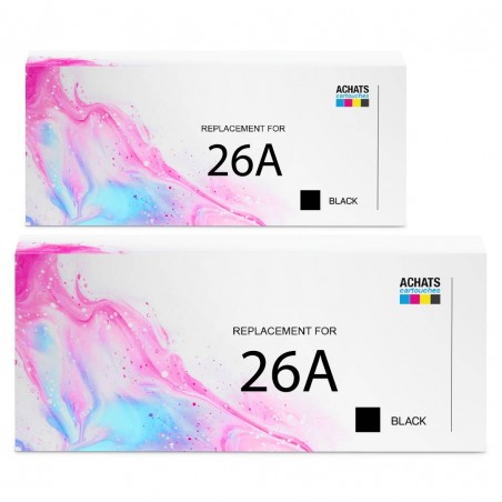 Toner équivalent à HP 26A Pack de 2 Noir