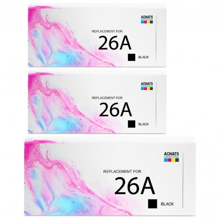 Toner équivalent à HP 26A Pack de 3 Noir