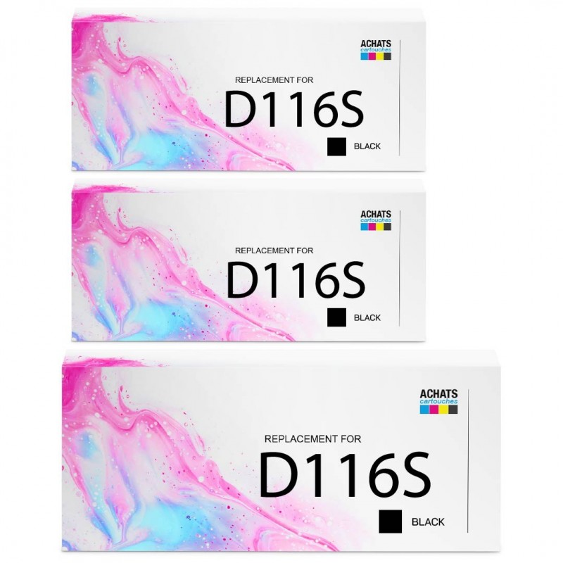 Toner équivalent à Samsung MLT-D116S Pack de 3 Noir