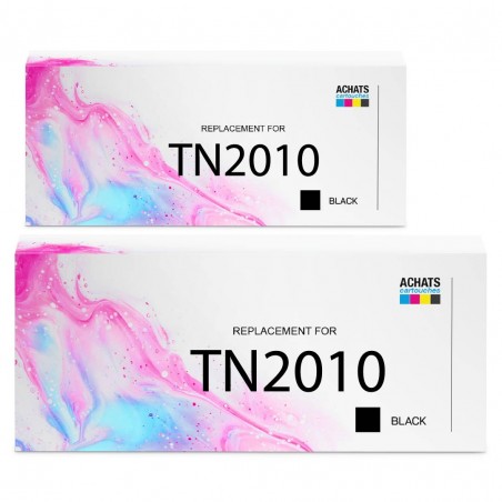 Toner équivalent à Brother TN2010 Pack de 2 Noir