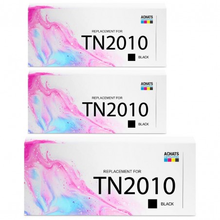 Toner équivalent à Brother TN2010 Pack de 3 Noir