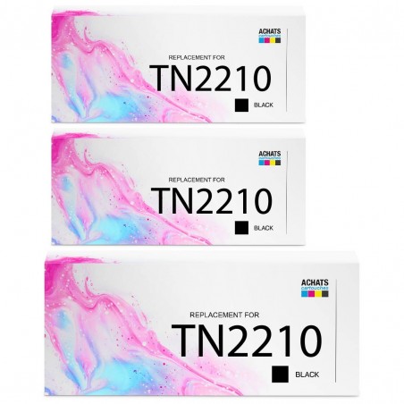 Toner équivalent à Brother TN2210 Pack de 3 Noir