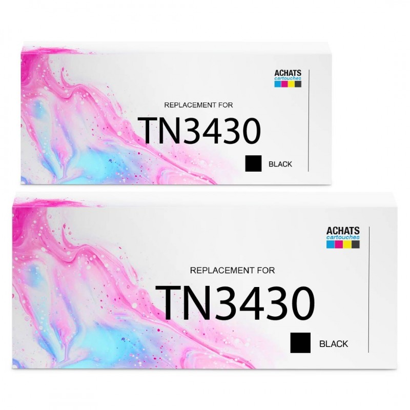 Toner équivalent à Brother TN3430 Pack de 2 Noir