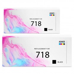 Toner équivalent à Canon 718BK Pack de 2 Noir