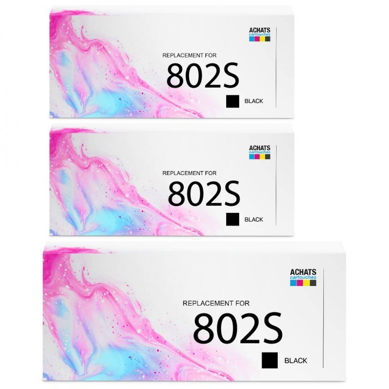 Toner équivalent à Lexmark 802S Pack de 3 Noir