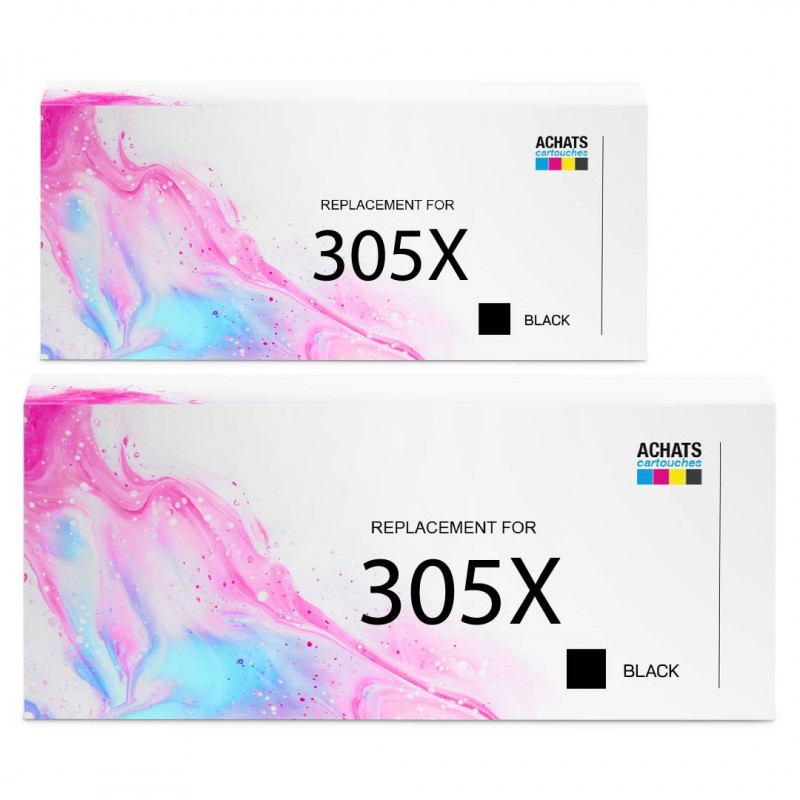 Toner équivalent à HP 305X Pack de 2 Noir