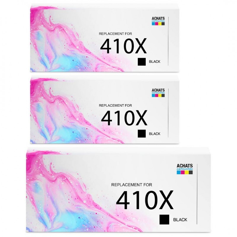 Toner équivalent à HP 410X Pack de 3 Noir