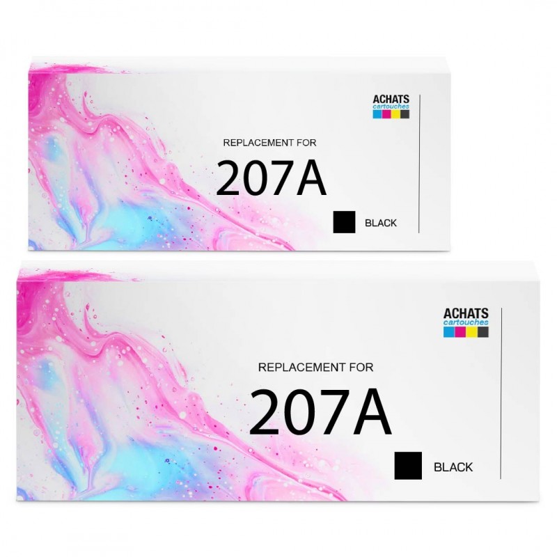 Compatible HP 207A W2210A Pack de 2 Cartouches de Toner Noir HP Color Laserjet Pro MFP M283fdw M255dw M282nw M283fdn AVEC PUCE