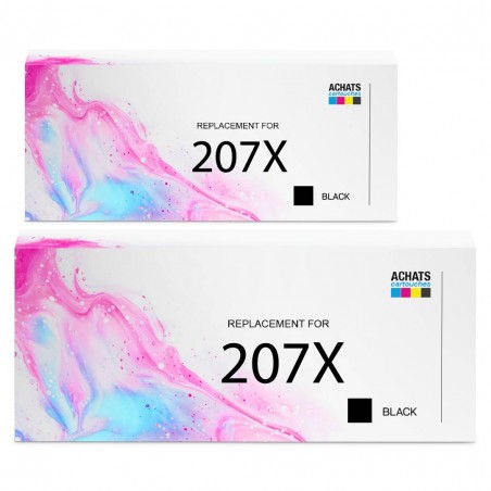 Compatible HP 207X W2210X Pack de 2 Cartouches de Toner Noir HP Color Laserjet Pro MFP M283fdw M255dw M282nw M283fdn AVEC PUCE