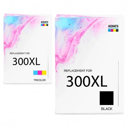 Cartouche d'encre équivalent à HP Multipack 300XL Pack de 2 Noir + Couleur