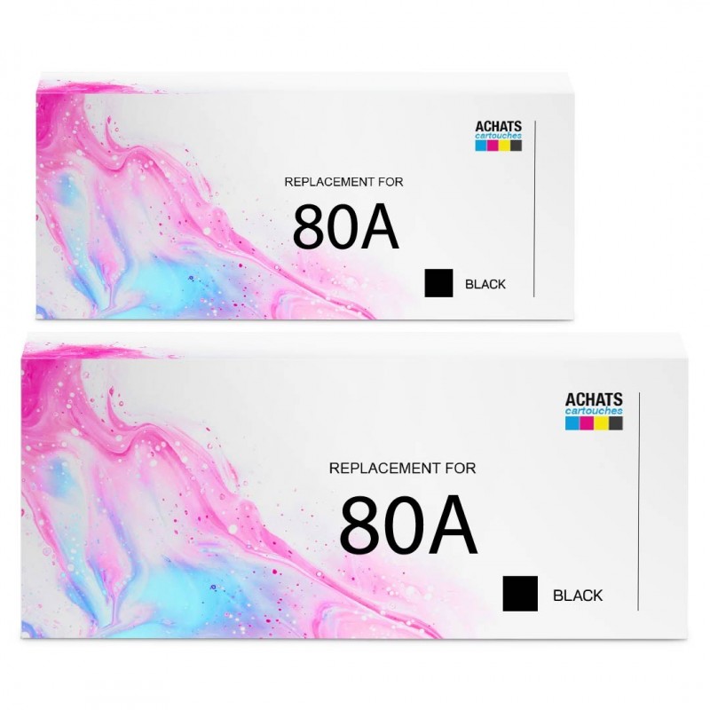 Toner équivalent à HP 80A Pack de 2 Noir