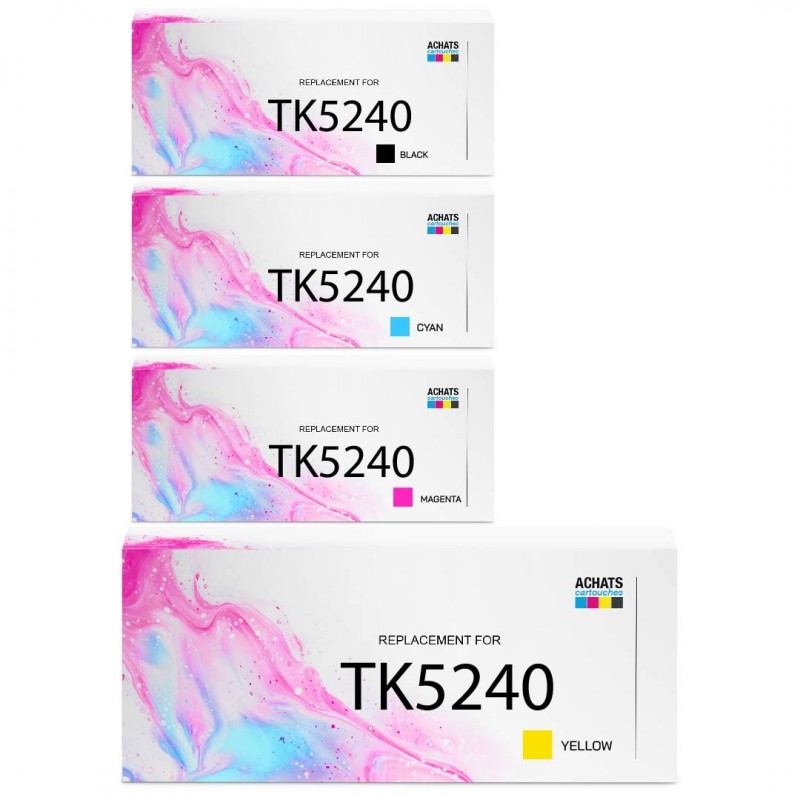 Toner équivalent à Kyocera Multipack TK5240 Pack de 4 Noir, Jaune, Cyan, Magenta