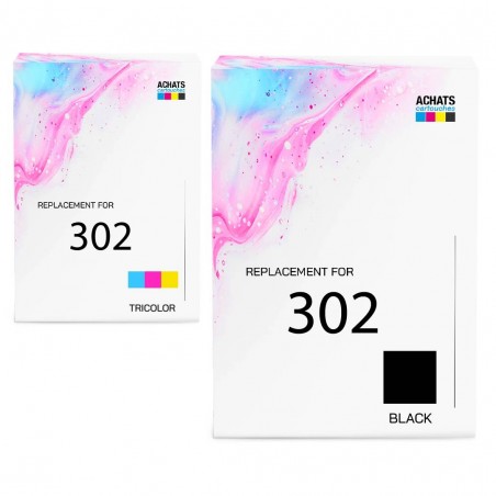 Cartouche d'encre équivalent à HP Multipack 302 Pack de 2 Noir + Couleur