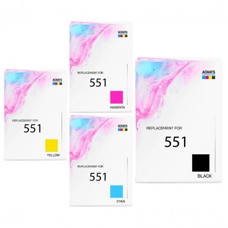 Cartouche d'encre équivalent à Canon Multipack CLI 551 Pack de 4 Noir , Cyan , Magenta , Jaune