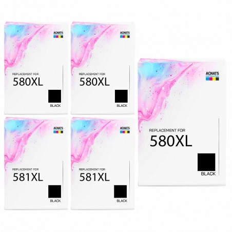 Pack de 5 Canon PGI-580XXL CLI-581XXL cartouches d'encre compatibles