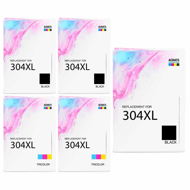 Pack de 5 HP 304XL cartouches d'encre compatibles