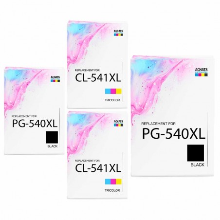 Pack de 4 Canon PG-540XL CL-541XL cartouches d'encre compatibles