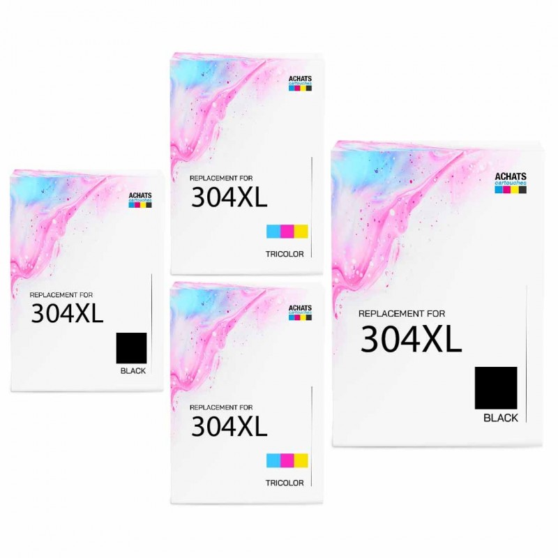 Pack de 4 HP 304XL cartouches d'encre compatibles