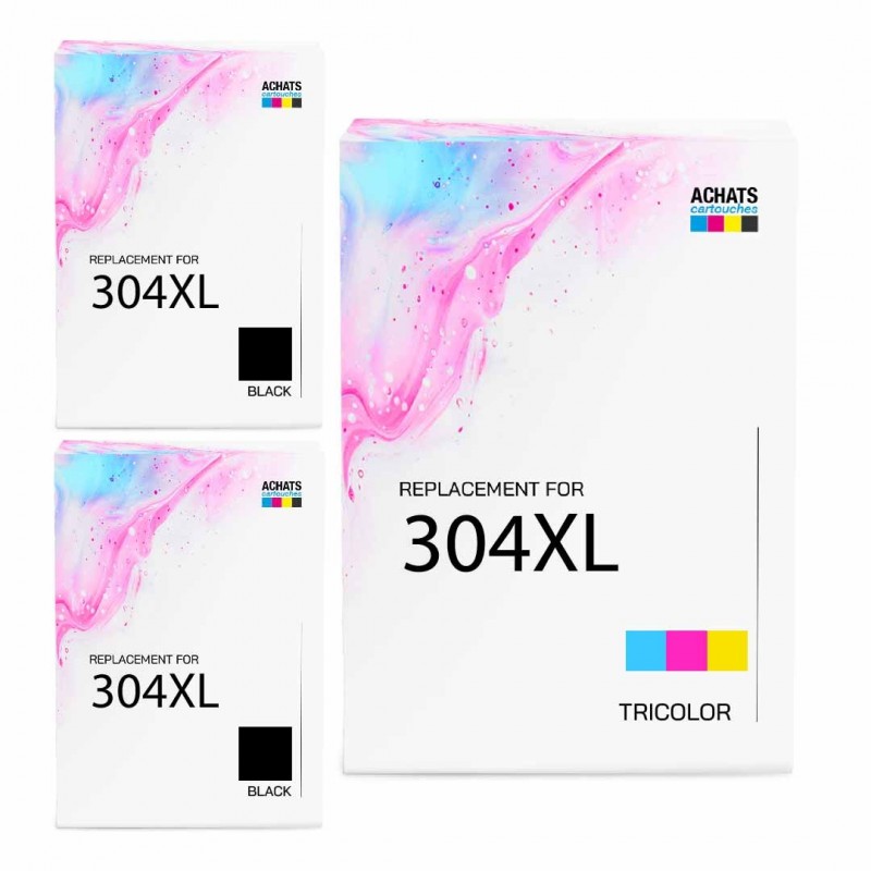 Pack de 3 HP 304XL cartouches d'encre compatibles