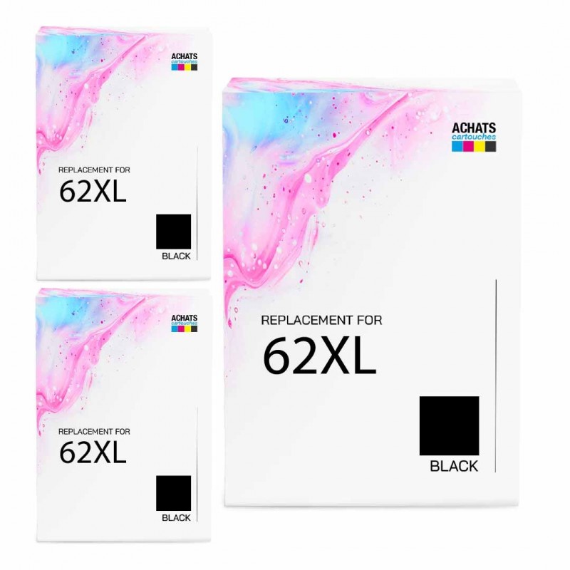 Pack de 3 HP 62XL cartouches d'encre compatibles