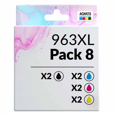 Pack de 8 HP 963XL cartouches d'encre compatibles