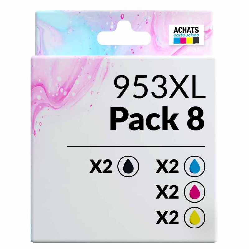 Pack de 4 cartouches compatibles Noir, Jaune, Cyan, Magenta HP 953XL 3HZ52AE
