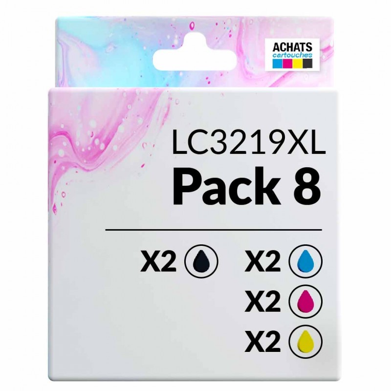 Pack de 8 Brother LC3219XL cartouches d'encre compatibles