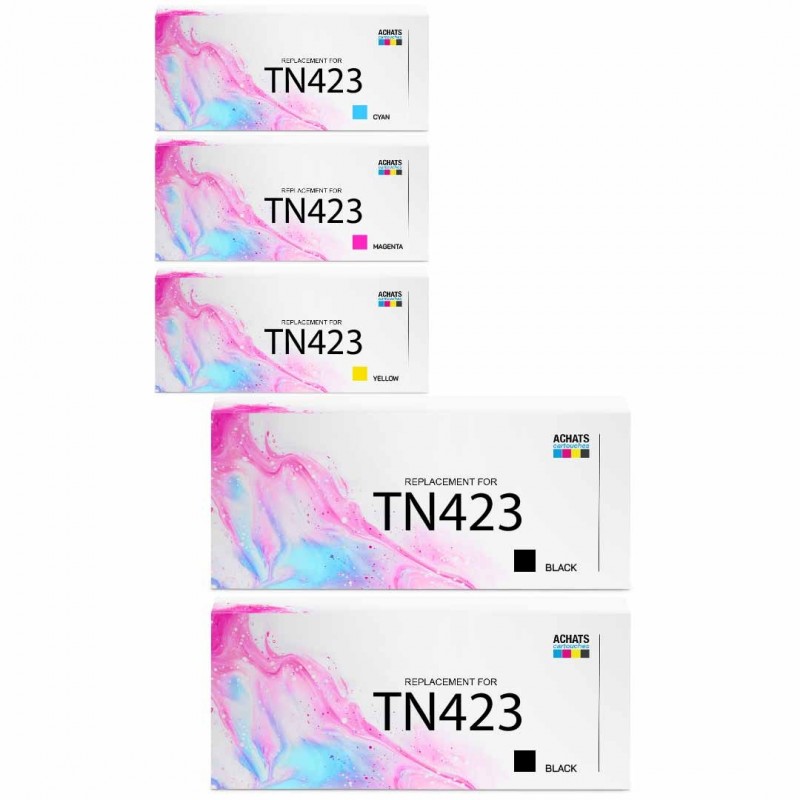 Pack de 5 Brother compatible TN423BKCMY