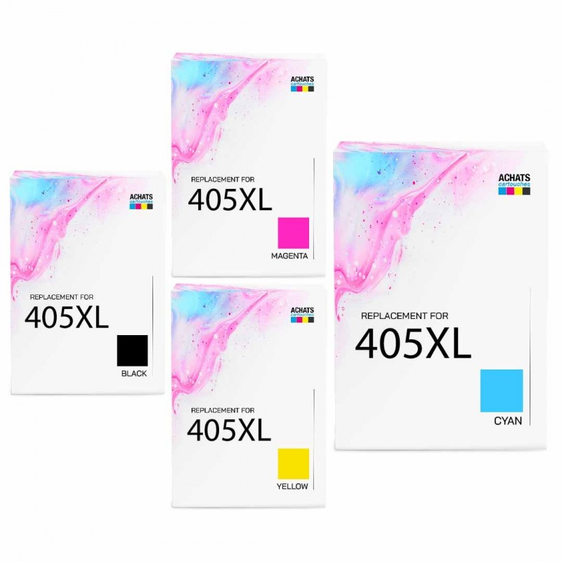 Pack de 4 cartouches compatibles 405XL Epson 1 noir, 1 cyan, 1 magenta, 1 jaune